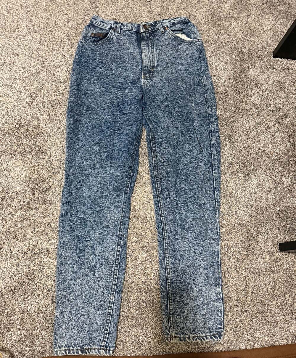 Vintage Lee High Rise Acid Wash Tapered Leg Jeans Size 12 Med